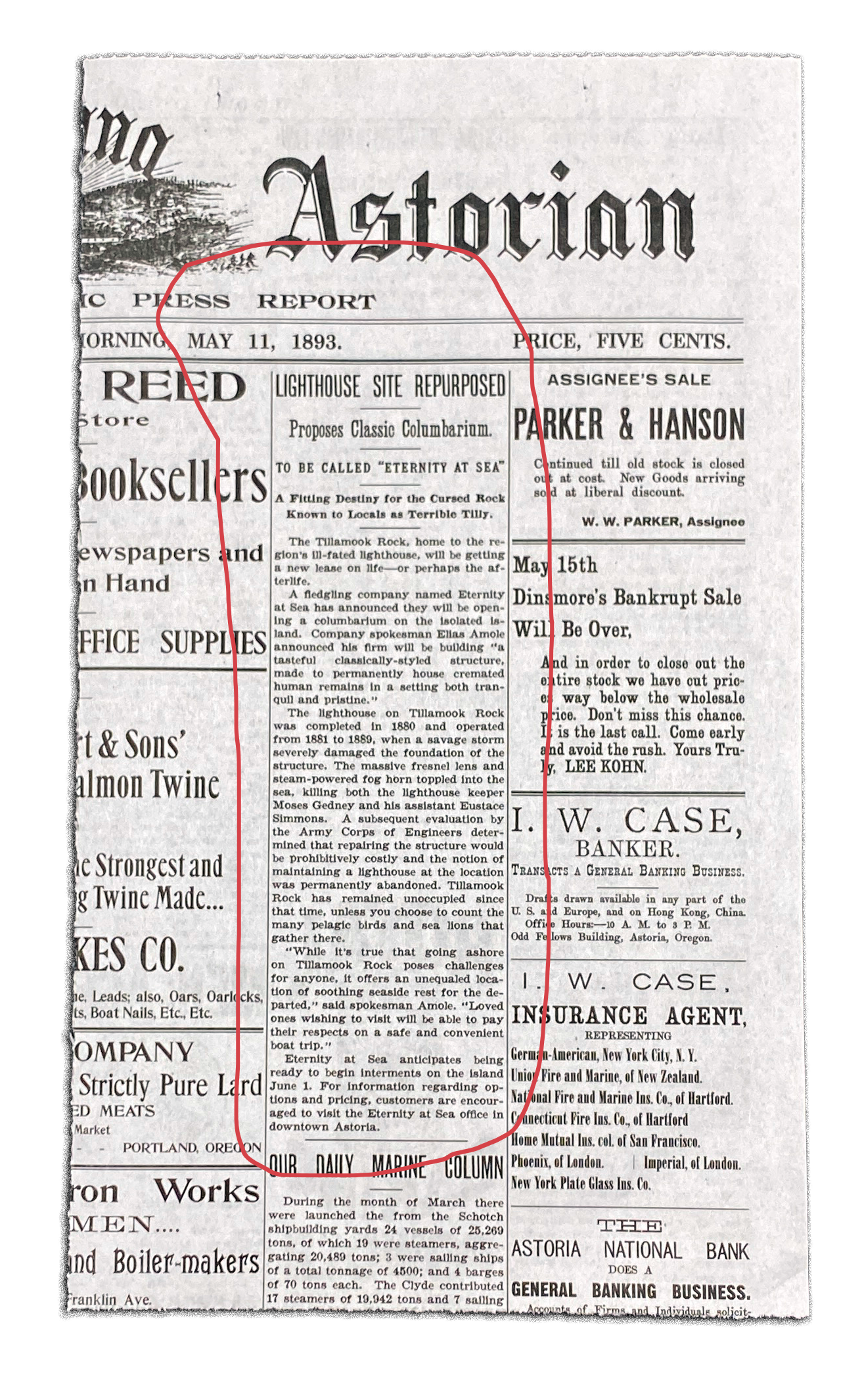 Lighthouse newspaper article