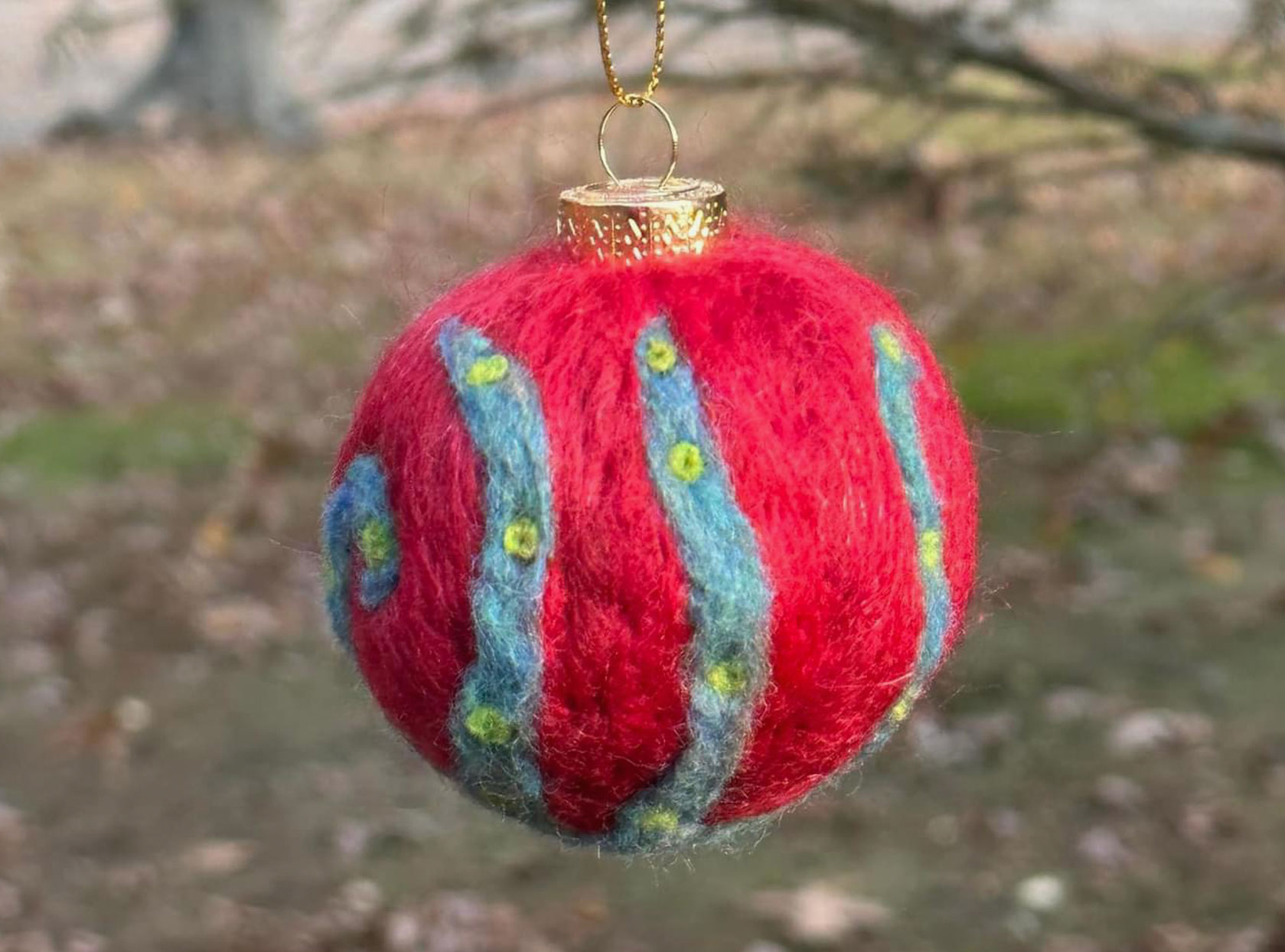 One of Allison's felted tentacle solstice ornaments